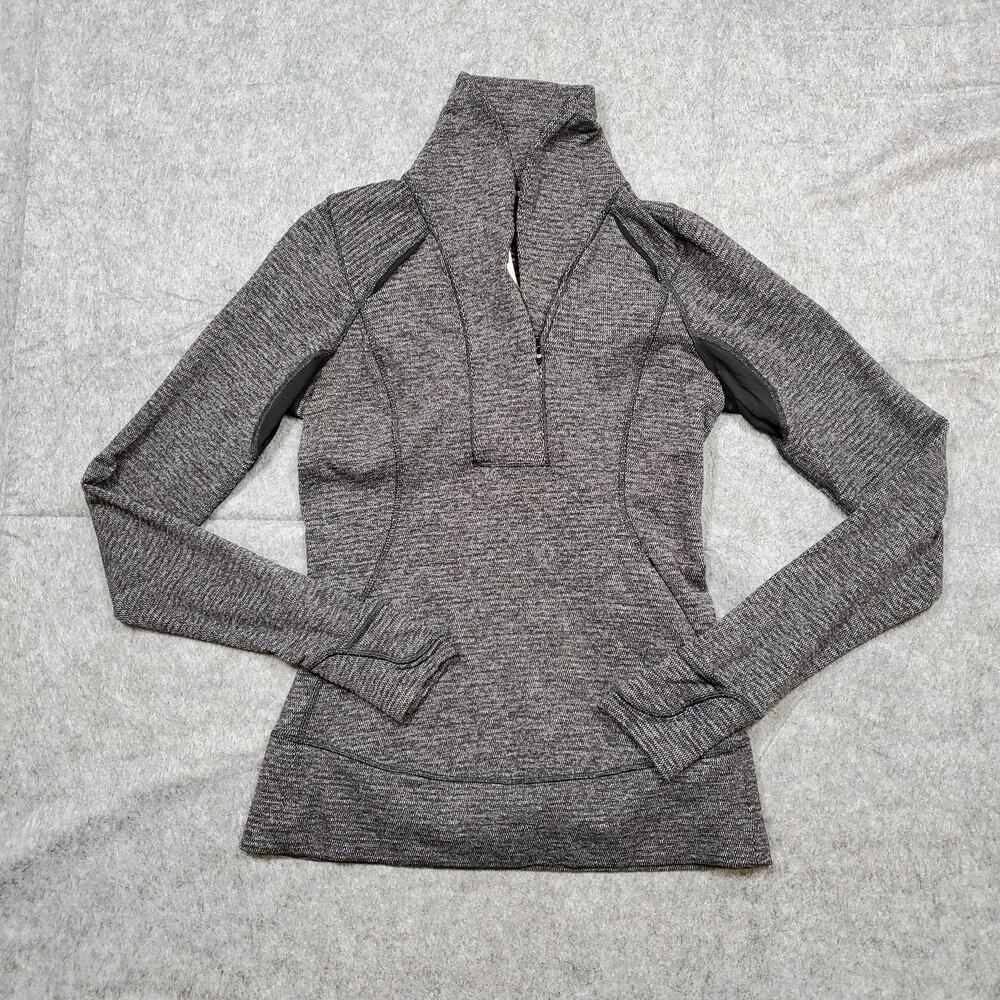Lululemon Pullover Womens 6 Think Fast Heathered‎ Herringbone Black Run Workout